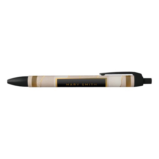 Luxe Glitter Roos Gold Blue Ink Pen (Bovenkant)