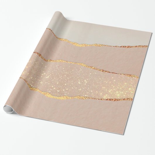 Luxe Glitter Roos Gold Cadeaupapier (Uitgerold)