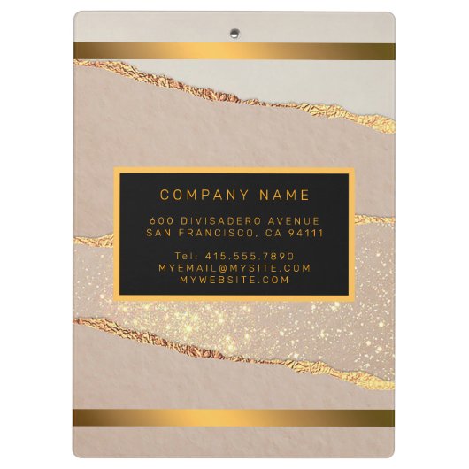 Luxe Glitter Roos Gold Klembord (Achterkant)