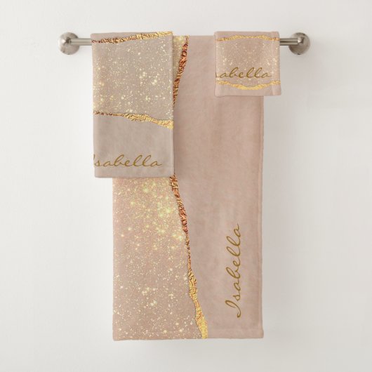 Luxe Glitter Roos Gold past zich aan Bad Handdoek (Insitu)