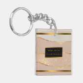 Luxe Glitter Roos Gold Sleutelhanger (Voorkant Links)