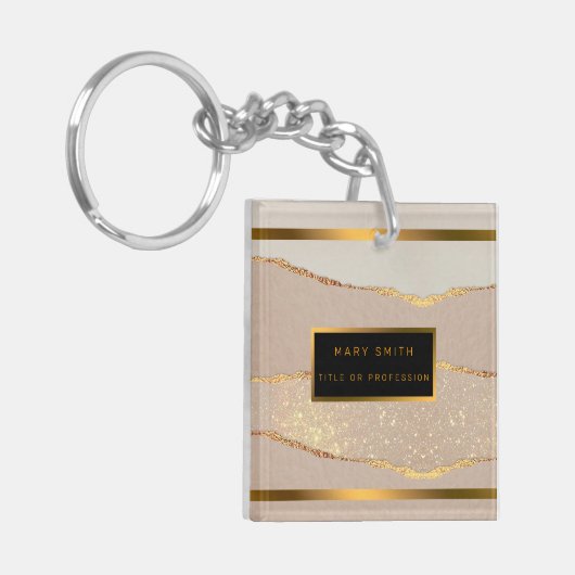 Luxe Glitter Roos Gold Sleutelhanger (Voorkant Links)