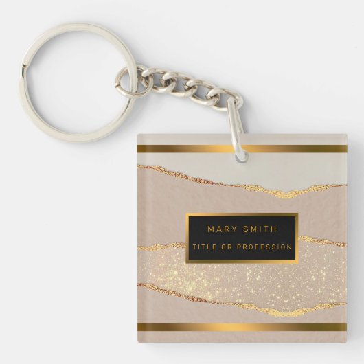 Luxe Glitter Roos Gold Sleutelhanger (Voorkant)