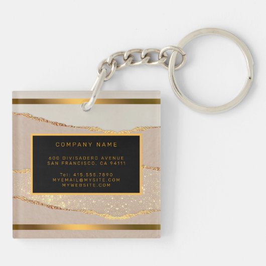 Luxe Glitter Roos Gold Sleutelhanger (Achterkant)