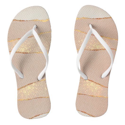 Luxe Glitter Roos Gold Teenslippers (Voetbed)