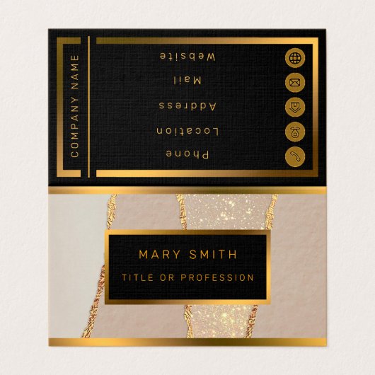 Luxe Glitter Roos Gold Visitekaartje (Buitenkant ongevouwen)