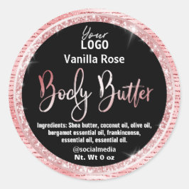 Luxe Glitter Roze Goud Zwarte Body Butter Labels