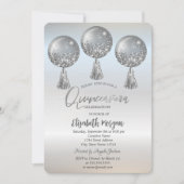 Luxe Glitter-schijven ballonnen Silver Quinceañera Kaart (Voorkant)