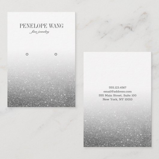 Luxe Glitter Silver Ombre Jewelry Earring display Visitekaartje (Voorkant / Achterkant)