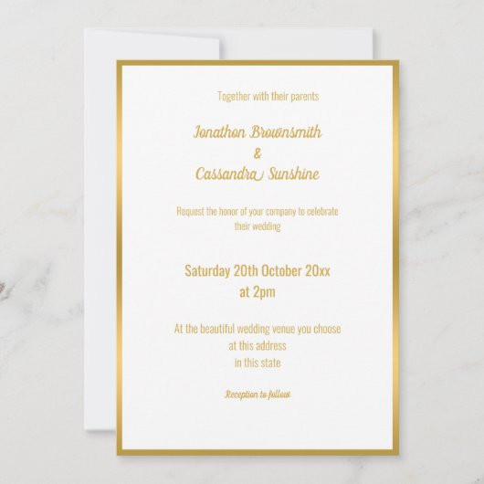 LUXE GLITTER TRIMMED WEDDING INVITATION KAART (Voorkant)