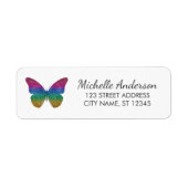 Luxe Glitter Vlinder Retouradres Etiket (Voorkant)