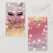 Luxe glitterachtige mousserende vlinderwimpers mak visitekaartje (Voorkant / Achterkant)