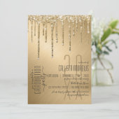 Luxe Glitterend Goud Glittersluier Afstuderen Kaart (Staand voorkant)