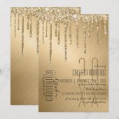 Luxe Glitterend Goud Glittersluier Afstuderen Kaart (Voorkant / Achterkant)