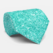 Luxe Glitterende Turquoise Glans Stropdas (Opgerold)