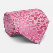 Luxe glitters roze luipaard patroon stropdas (Opgerold)