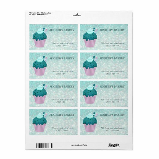 Luxe glittery homemade cupcakes en snoepjes etiket (Full Sheet)