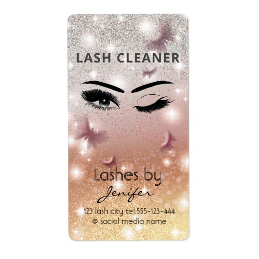 Luxe glittery wink lash-uitbreiding etiket (Voorkant)