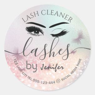 Luxe glittery wink lash-uitbreidingsschoner ronde sticker