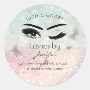 Luxe glittery wink lash-uitbreidingsschoner ronde sticker