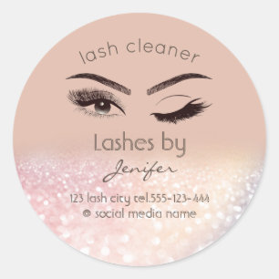 Luxe glittery wink lash-uitbreidingsschoner ronde sticker