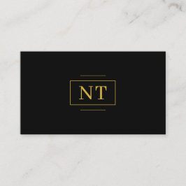 Luxe Gold 2 Initiaal Monogram Minimalistisch Zwart Visitekaartje
