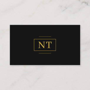 Luxe Gold 2 Initiaal Monogram Minimalistisch Zwart Visitekaartje