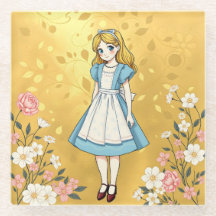 Luxe Gold Alice in Wonderland Glass Onderzetter