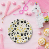 Luxe Gold and Black Alphabet Papieren Bordje (Feest)