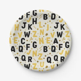 Luxe Gold and Black Alphabet Papieren Bordje
