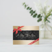 Luxe Gold Background Red Ribbon Cadeaubon Kortingskaartje (Staand voorkant)