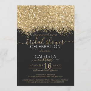 Luxe Gold Black Glitter Confetti Vrijgezellenfeest Kaart