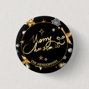 Luxe Gold Black met laag niveau - aangepaste feest Ronde Button 3,2 Cm