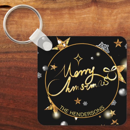 Luxe Gold Black met laag niveau - aangepaste feest Sleutelhanger (Voorkant)