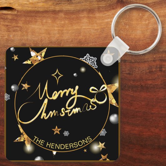 Luxe Gold Black met laag niveau - aangepaste feest Sleutelhanger (Achterkant)