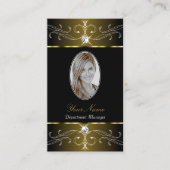 Luxe Gold Black  Ornamenten met foto Visitekaartje (Voorkant)