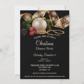Luxe Gold Black Silver Xmas Ornamenten Dinner Part Kaart (Voorkant)