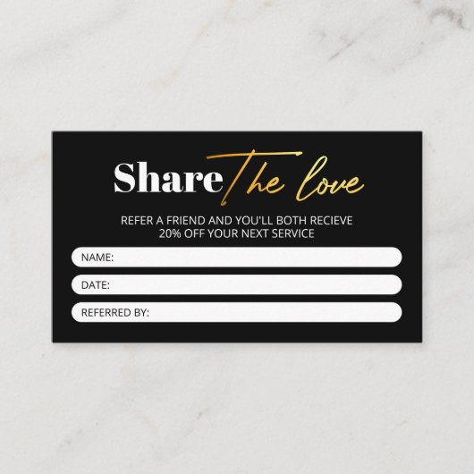 Luxe Gold Black Sparkle Haarstylist Salon Aanbevelingskaartje (Voorkant)