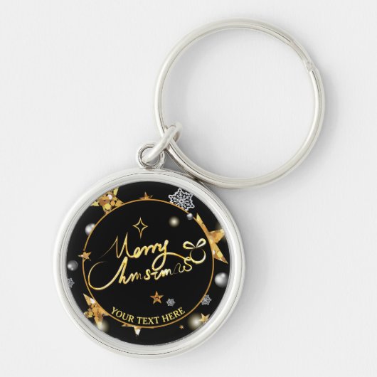 Luxe Gold Black Stars met lage sleutels, aangepast Sleutelhanger (Voorkant)
