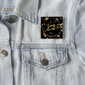 Luxe Gold Black Stars met lage sleutels, aangepast Vierkante Button 5,1 Cm (In situ)