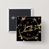 Luxe Gold Black Stars met lage sleutels, aangepast Vierkante Button 5,1 Cm (Voorkant /achterkant)