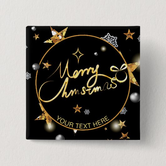 Luxe Gold Black Stars met lage sleutels, aangepast Vierkante Button 5,1 Cm (Voorkant)