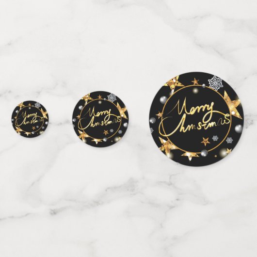 Luxe Gold & Black Stars Metallic Mode Confetti (Voorkanten)