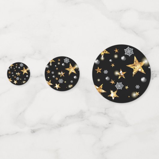 Luxe Gold & Black Stars Metallic Mode Confetti (Achterkanten)
