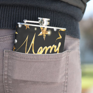 Luxe Gold & Black Stars Metallic Mode Heupfles