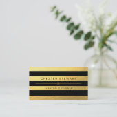 Luxe Gold Black Stripes - Aangepast, flexibel Visitekaartje (Staand voorkant)