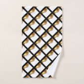 LUXE GOLD BLACK WAVE GRID BATH TOWEL SET BAD HANDDOEK (Handdoek)
