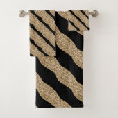 LUXE GOLD BLACK WAVE GRID BATH TOWEL SET BAD HANDDOEK (Insitu)