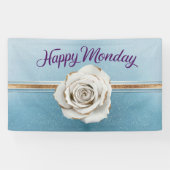 Luxe Gold Blue Glitter Happy Monday Banner (Horizontaal)