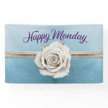 Luxe Gold Blue Glitter Happy Monday Banner